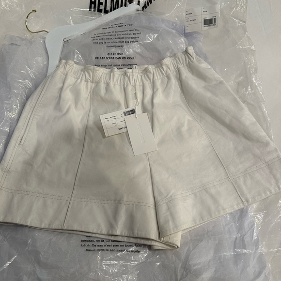 Helmut Lang White Leather Shorts - Picture 2 of 4